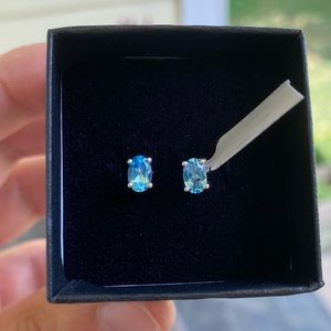 Beautiful Blue Topaz Gemstone Earrings 1.08 CTW